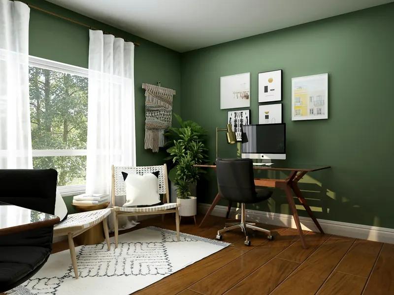 Estudio con pared verde